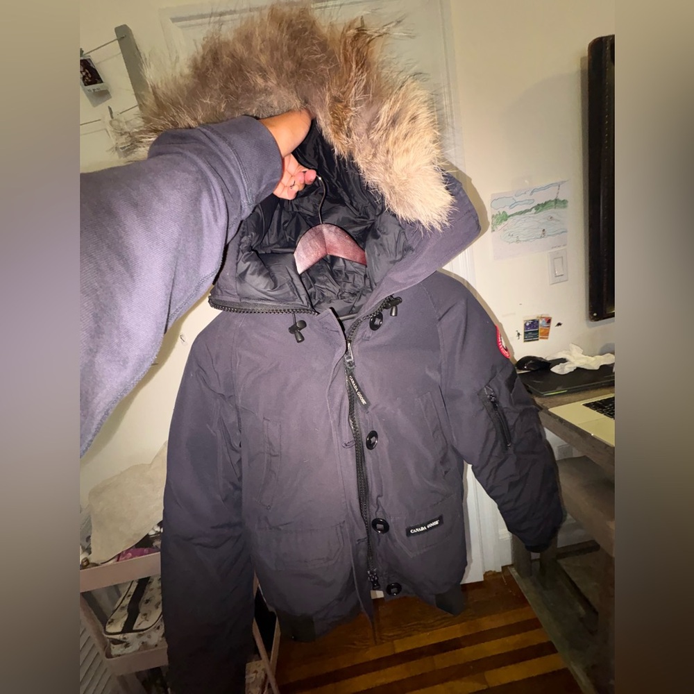Canada Goose Black Bomber Jacket with Fur Hood